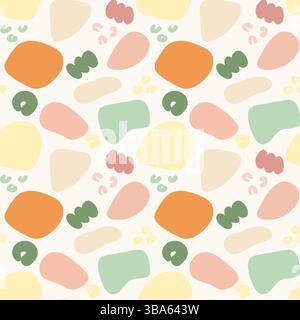 Colorato motivo astratto senza cuciture con forme pastello organiche. Forme alla moda design contemporaneo senza cuciture per stampe, tessuti e carta da parati Illustrazione Vettoriale