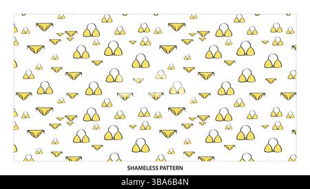 Grazioso costume da bagno giallo in bikini motivo senza cuciture per il look estivo Illustrazione Vettoriale