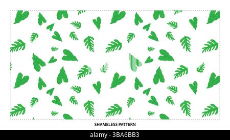 Motivo senza cuciture con foglia tropicale verde rigoglioso per tessuti vivaci e decorazioni Illustrazione Vettoriale