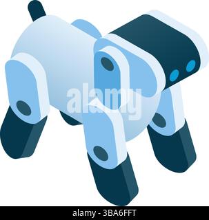 Simpatico robot cane icona vettore di tecnologia artificiale Illustrazione Vettoriale