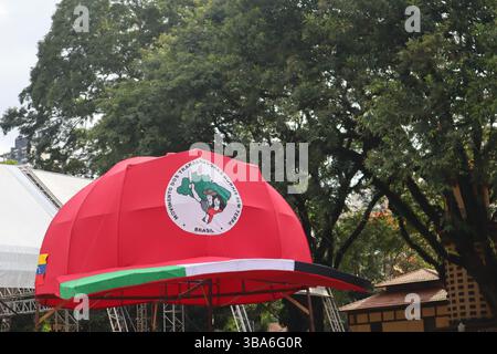 Cappellino MST gigante del "movimentos sem terra" brasiliano Foto Stock