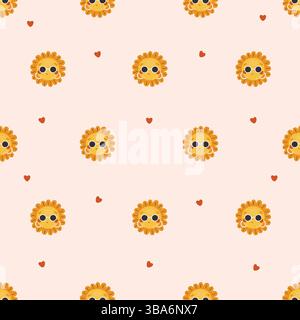 Grazioso motivo Sun senza cuciture, collezione di sole, illustrazione vettoriale. Illustrazione vettoriale Illustrazione Vettoriale