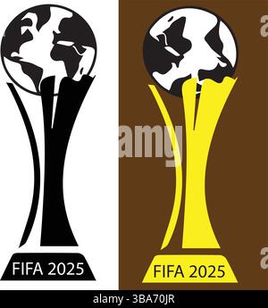 FIFA Trophy Vector – simbolo campione del mondo, icona della vittoria del calcio, illustrazione sportiva Illustrazione Vettoriale
