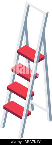 Vettore icona scala a pioli isolato su bianco Illustrazione Vettoriale