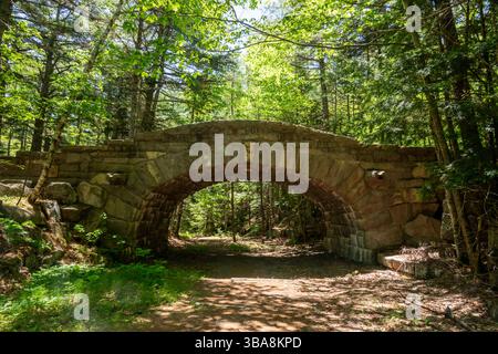 Bubble Pond Bridge Pases Over Old Trail nel parco nazionale dell'Acadia Foto Stock