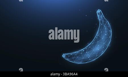 Illustrazione poligonale vettoriale di una banana. Frutta in polystyle basso. Banner astratto, modello o sfondo Foto Stock