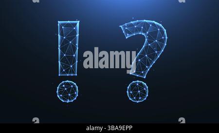 Illustrazione del vettore poligonale con punto interrogativo e punto esclamativo Foto Stock