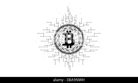 Illustrazione di un vettore poligonale Bitcoin su sfondo bianco. Struttura in poli a bassa criptovaluta Foto Stock