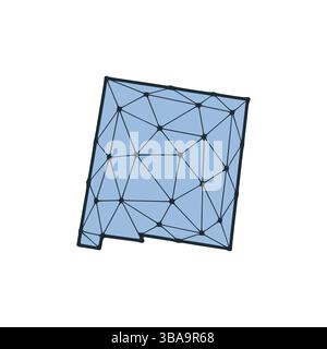 New Mexico State Map poligonale Illustration aus Linien und Punkten, isoliert auf weissem Hintergrund. Design a basso contenuto di polietilene dello stato DEGLI STATI UNITI Foto Stock