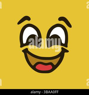 Faccia felice. Espressioni dei volti dei cartoni animati. Personaggi di Doodle illustrazione bocca e occhi Foto Stock