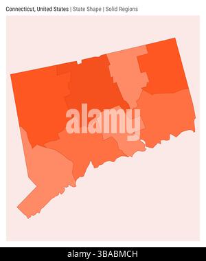 Connecticut, Stati Uniti. Semplice mappa vettoriale. Stato forma. Stile regioni solide. Confine del Connecticut. Illustrazione vettoriale. Illustrazione Vettoriale