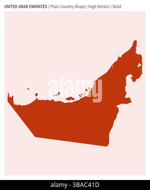 Mappa dei paesi della pianura degli Emirati Arabi Uniti. Dettagli di alto livello. Stile solido. Forma degli Emirati Arabi Uniti. Illustrazione vettoriale. Illustrazione Vettoriale