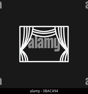 Sipario del palcoscenico su sfondo nero, simbolo dello spettacolo e dell'intrattenimento Illustrazione Vettoriale