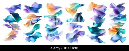 Forme astratte colorate che fluiscono in motivi armoniosi e tonalità vivaci Foto Stock