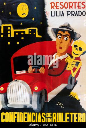 Immagine parziale del poster Cine messicano vintage Confidencias de un Ruletero Foto Stock