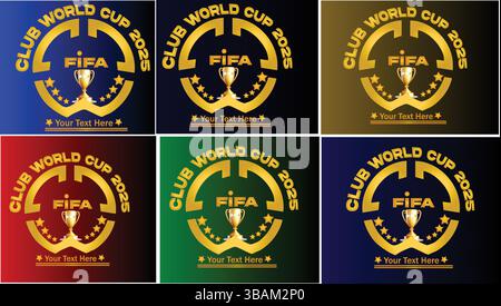 Coppa del mondo Club 2025-2026 Logo Vector – emblema del trofeo FIFA, distintivo del campione d'oro, modello di disegno modificabile Illustrazione Vettoriale