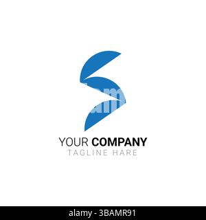 Design con logo blu astratto con forma minimale e layout pulito per il branding aziendale, adatto per l'identità aziendale o l'uso aziendale Illustrazione Vettoriale