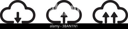 Set di icone di caricamento e download cloud Illustrazione Vettoriale