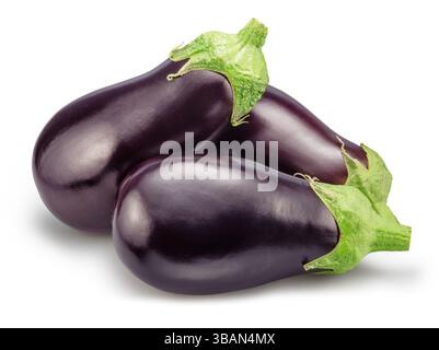 Le melanzane o le melanzane isolati su sfondo bianco. Il file contiene il percorso di clipping. Foto Stock