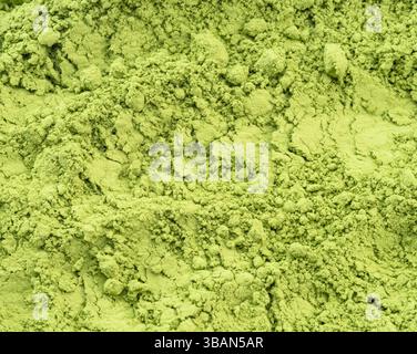 Tè Matcha, polvere finemente macinata di tè verde da vicino. Foto Stock