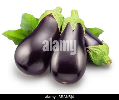 Le melanzane o le melanzane isolati su sfondo bianco. Il file contiene il percorso di clipping. Foto Stock