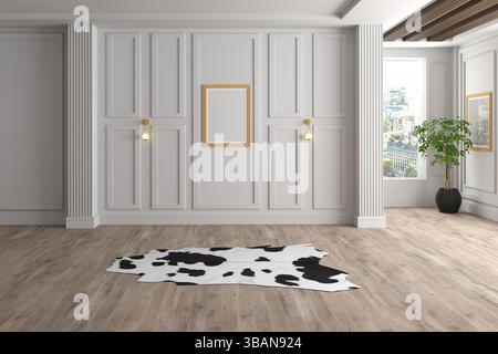 Rappresentazione 3d della stanza interna vuota. interni dal design classico. Camera Classic. Foto Stock