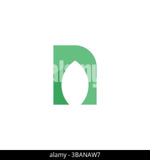 Logo organico Letter N Leaf Illustrazione Vettoriale