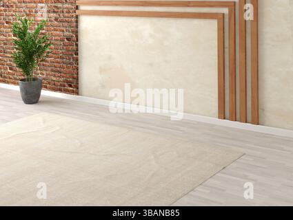 Rappresentazione 3d della stanza interna vuota. Design moderno degli interni. Mockup degli interni Foto Stock