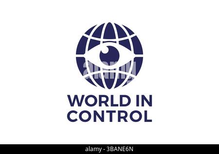 Logo One Eye World, modello World in Control Logo, logo Eye Vision, logo dajjal, nuovo concetto di World rule, manipolazione politica, mondo unilaterale Illustrazione Vettoriale