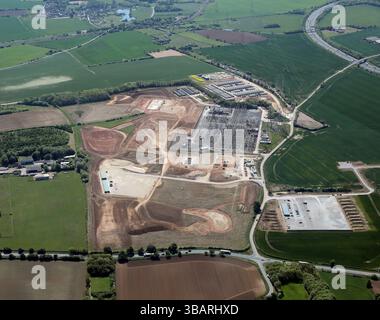 Vista aerea della sottostazione elettrica Monk Fryston, a est di Leeds. Con le nuove opere di National Grid su un progetto di stoccaggio delle batterie Foto Stock