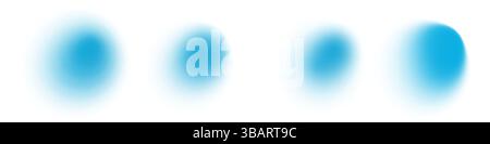 Sfumare forme astratte con sfocatura morbida e texture fluida. Blu, bianco e neon. Stile Y2K con elementi circolari simili a bolle. Estetica moderna e minimalista con lobi organici e spruzzi di acquerello. Illustrazione Vettoriale