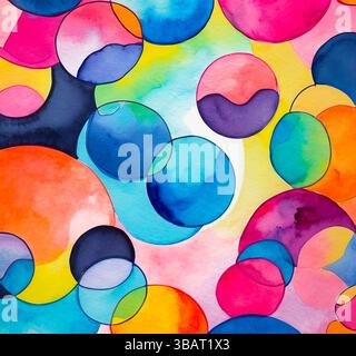 Sfondo multicolore brillante astratto, motivo colorato ad acquerello per il design Foto Stock