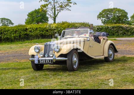 Anni '1954 50 Cinquanta Cream MG TF benzina 1250 cc; 2025 Wheels Up North, evento di cultura automobilistica, evento di corse d'epoca e supercar modificate, Longridge, Inghilterra, Regno Unito Foto Stock