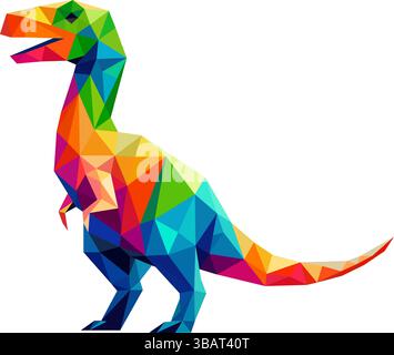 poligono colorato t-rex tyrannosaurus dinosauro Illustrazione Vettoriale