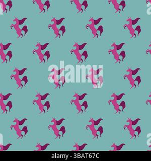 Motivo vettoriale unicorno rosa senza cuciture Illustrazione Vettoriale