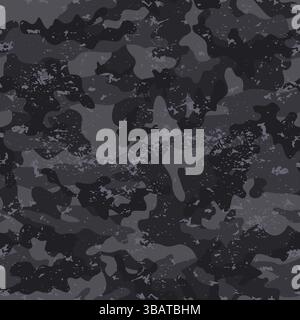 Motivo camouflage senza cuciture grigio scuro grunge Illustrazione Vettoriale