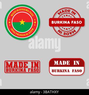 Set di quattro francobolli con bandiera fatta in Burkina Faso Illustrazione Vettoriale