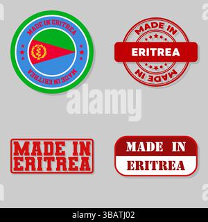 Set di quattro francobolli con bandiera fatta in Eritrea Illustrazione Vettoriale