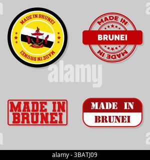 Set di quattro francobolli con bandiera in Brunei Illustrazione Vettoriale