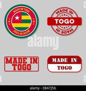 Set di quattro francobolli con bandiera realizzata in Togo Illustrazione Vettoriale