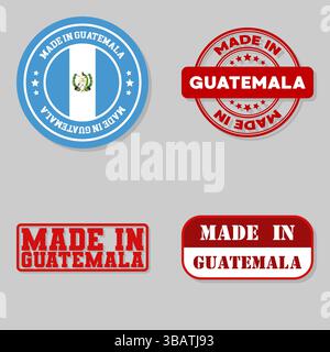 Set di quattro francobolli con bandiera fatta in Guatemala Illustrazione Vettoriale