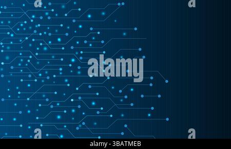 Sfondo della tecnologia del circuito elettronico blu astratto vettoriale Illustrazione Vettoriale