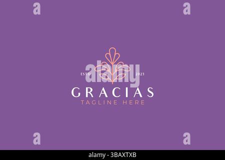 Modello concettuale minimalista con logo Flower Abstract Premium Beauty Business Luxury Floral Symbol Illustrazione Vettoriale