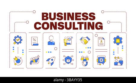 Concetto di parola per la consulenza aziendale isolato su bianco Illustrazione Vettoriale
