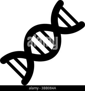 Silhouette nera minimalista di un filamento a doppia elica DNA per design scientifici Illustrazione Vettoriale