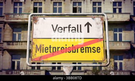 Verfall der Bausubstanz durch die Mietpreisbremse Symbolbild zum Thema Wohnungsverfall, Investitionsstau, Modernisierungsstau usw. Durch die Mietpreisbremse *** decadimento del tessuto dell'edificio a causa dell'immagine simbolica del congelamento degli affitti sul tema del decadimento delle abitazioni, arretrato di investimenti, arretrato di modernizzazione, ecc. a causa del congelamento degli affitti Foto Stock