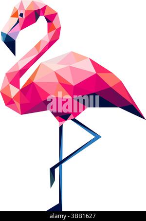 illustrazione fenicottero con poligono colorato Illustrazione Vettoriale