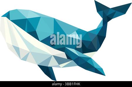 semplice illustrazione di balena con poligono blu Illustrazione Vettoriale