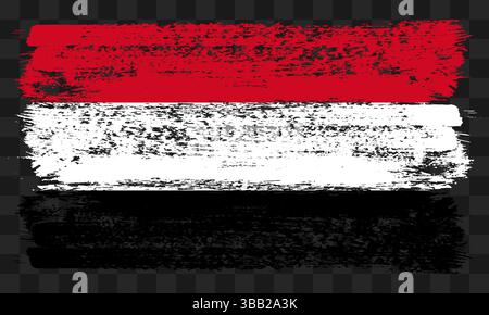 Bandiera dello Yemen vettoriale in stile grunge su sfondo trasparente Illustrazione Vettoriale