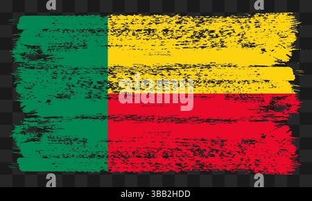 Flag Benin vettoriale in stile grunge su sfondo trasparente Illustrazione Vettoriale